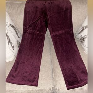 New York & Company Velour Jogging Pants XXL Average Wine Color